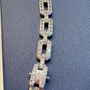 Elegant Silver 925 Bracelet with white sapphire accents